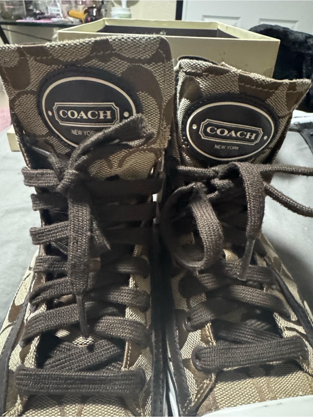 Coach Brown Signature Canvas Matilda women’s  High-Top Sneakers size 7/ 1/2 - Picture 6 of 16